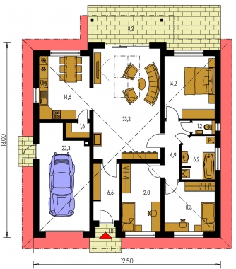 Image miroir | Plan de sol du rez-de-chaussée - BUNGALOW 119
